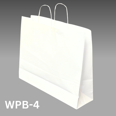 White Paper bags 100gsm  -  410mm + 110mm x 320mm - 300 per pack