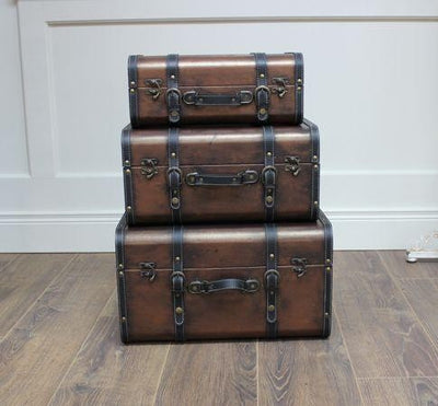 Vintage Luggage Display Set Brown