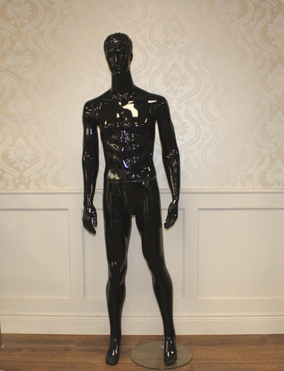 Black Gloss Male Mannequin Hands by Side