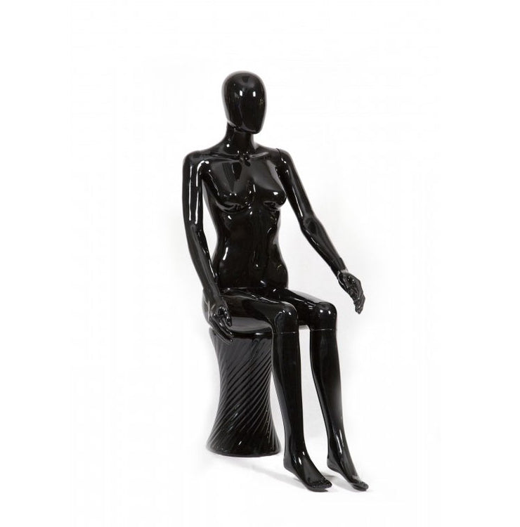 Black Gloss Female Mannequin Sitting