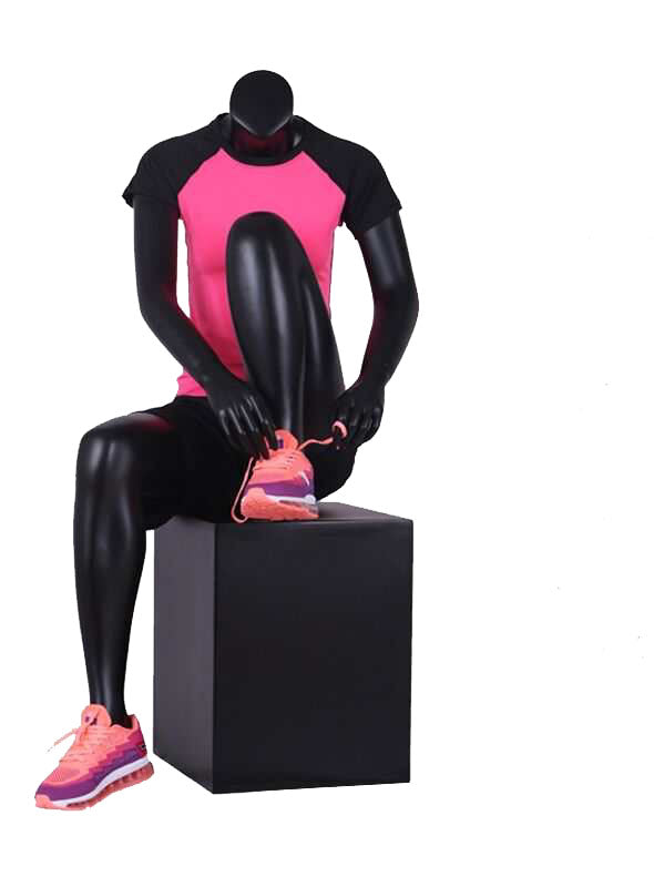 Female Black Gloss Sports Sitting