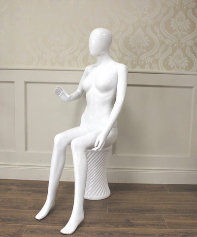 White Gloss Female Mannequin Sitting