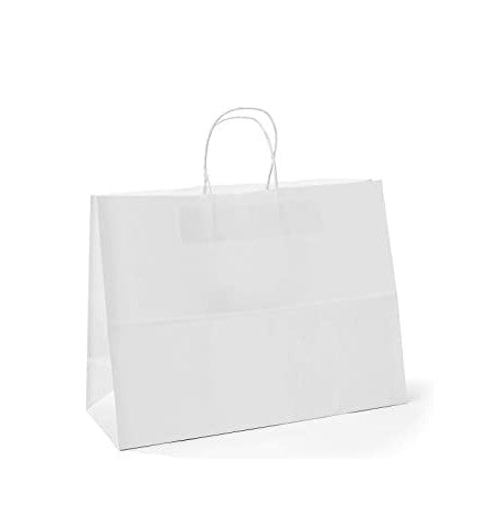 White Paper bags 100gsm  -  410mm + 110mm x 320mm - 300 per pack