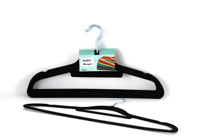 10 Pack Of Black Flocked Hangers – The Hanger Company