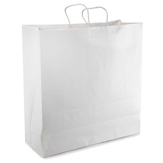 White Paper bags 100gsm  -  400mm + 80mm x 440mm - 400 per pack
