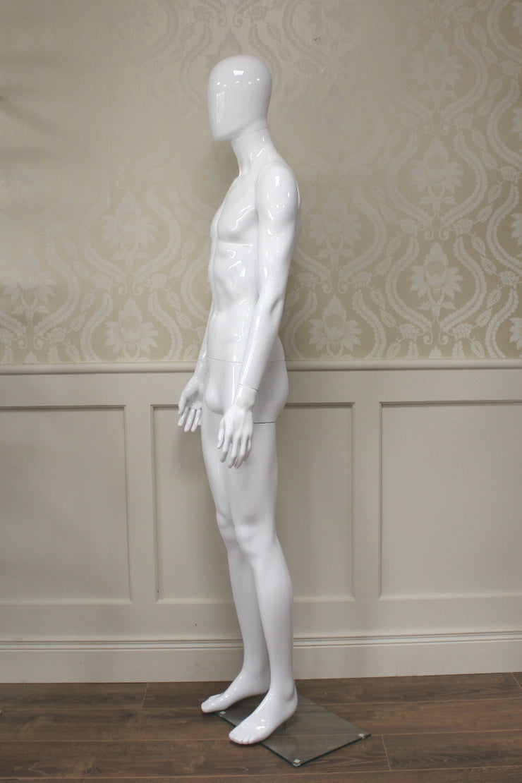 White Gloss Male Mannequin Hands By Side
